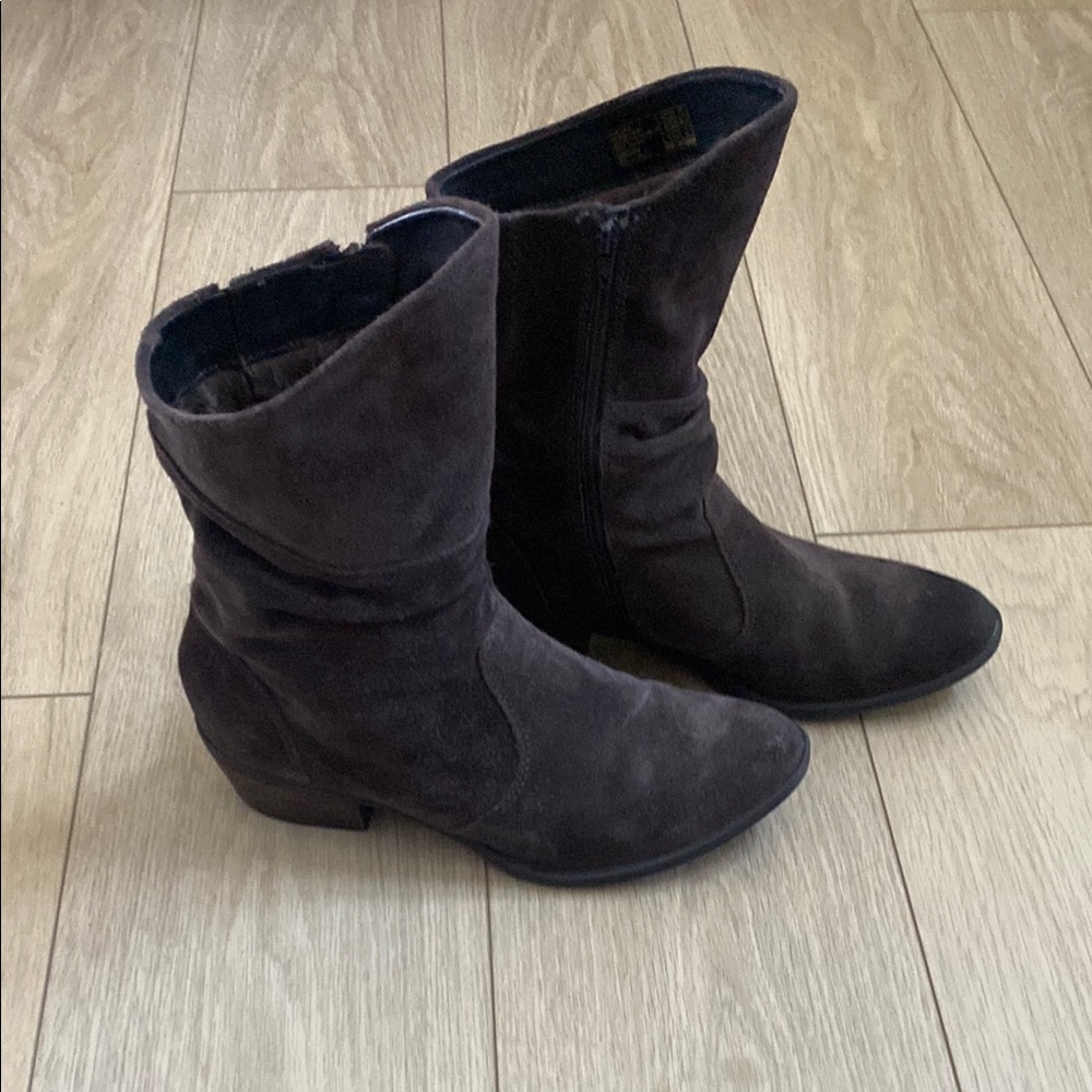 Women's Josef Seibel Suede Ankle Boots - Dark Brown